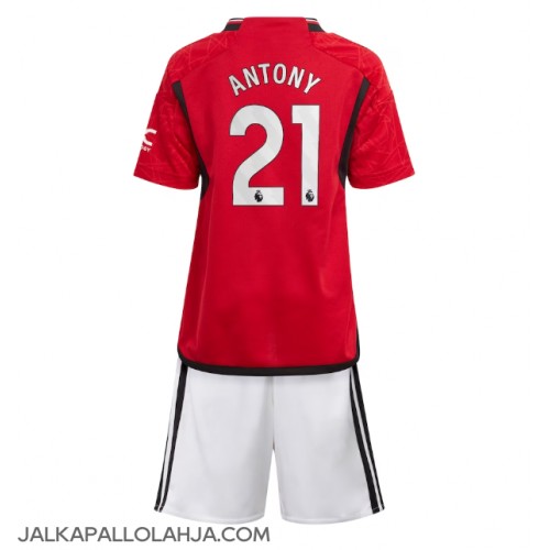 Manchester United Antony #21 Kopio Lastenvaatteet Koti Pelipaita Lasten 2023-24 Lyhyet Hihat (+ shortsit)